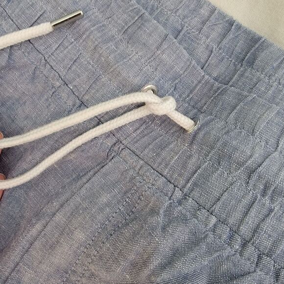 Athleta Cabo 100% Linen Blue Wide‎ Leg Pants Drawstring Pockets Plus Size 26 EUC - Picture 8 of 11